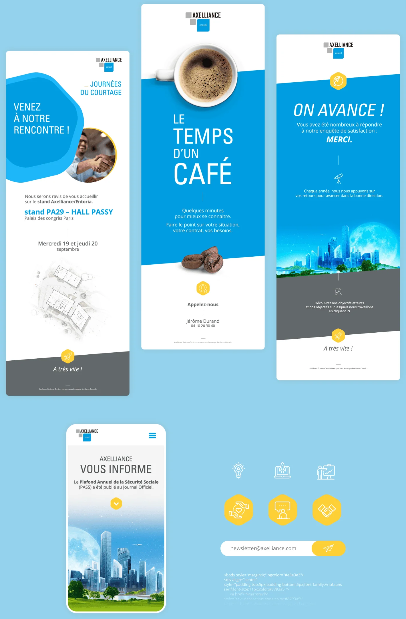 Webdesign et création de landing pages et campagnes emailings pour le groupe d'assurances