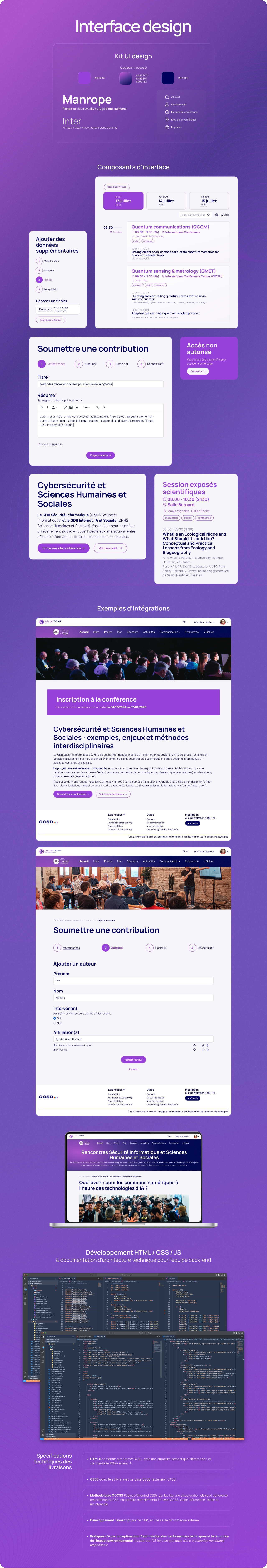 Design UI & UX + intégration HTML pour les conférences Sciencesconf au CNRS, en collaboration avec le CCSD